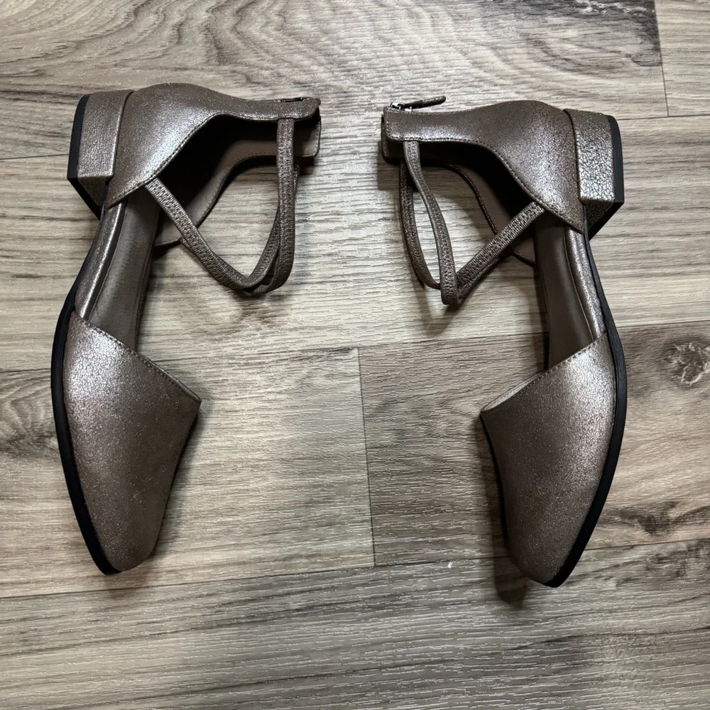 Eileen Fisher Mica Lyton D'Orday Flats Metallic Suede Leather Size 6.5